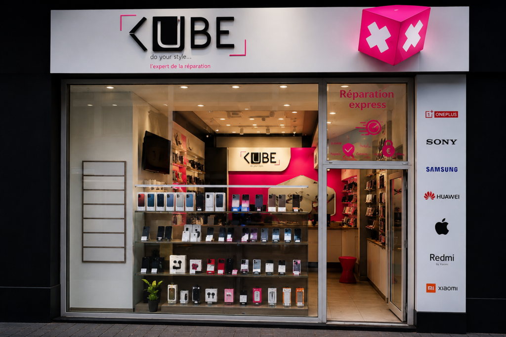 Boutique cube mobile réparateur téléphone